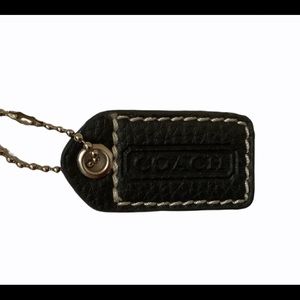 Coach black pebbled leather key / handtag/fob hand tag